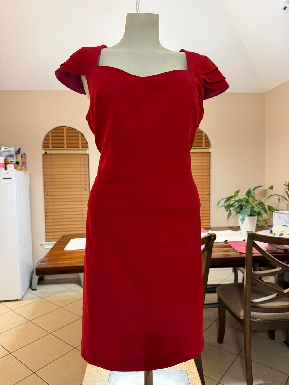 Marc New York Red Cap-Sleeve Midi Sheath Dress